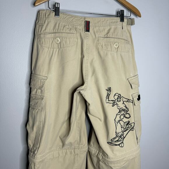 JNCO Jeans Khaki Cream Cargo Pants  Wide Leg Skater Raver Y2K Vintage 90s Sz. 18 - Picture 9 of 14